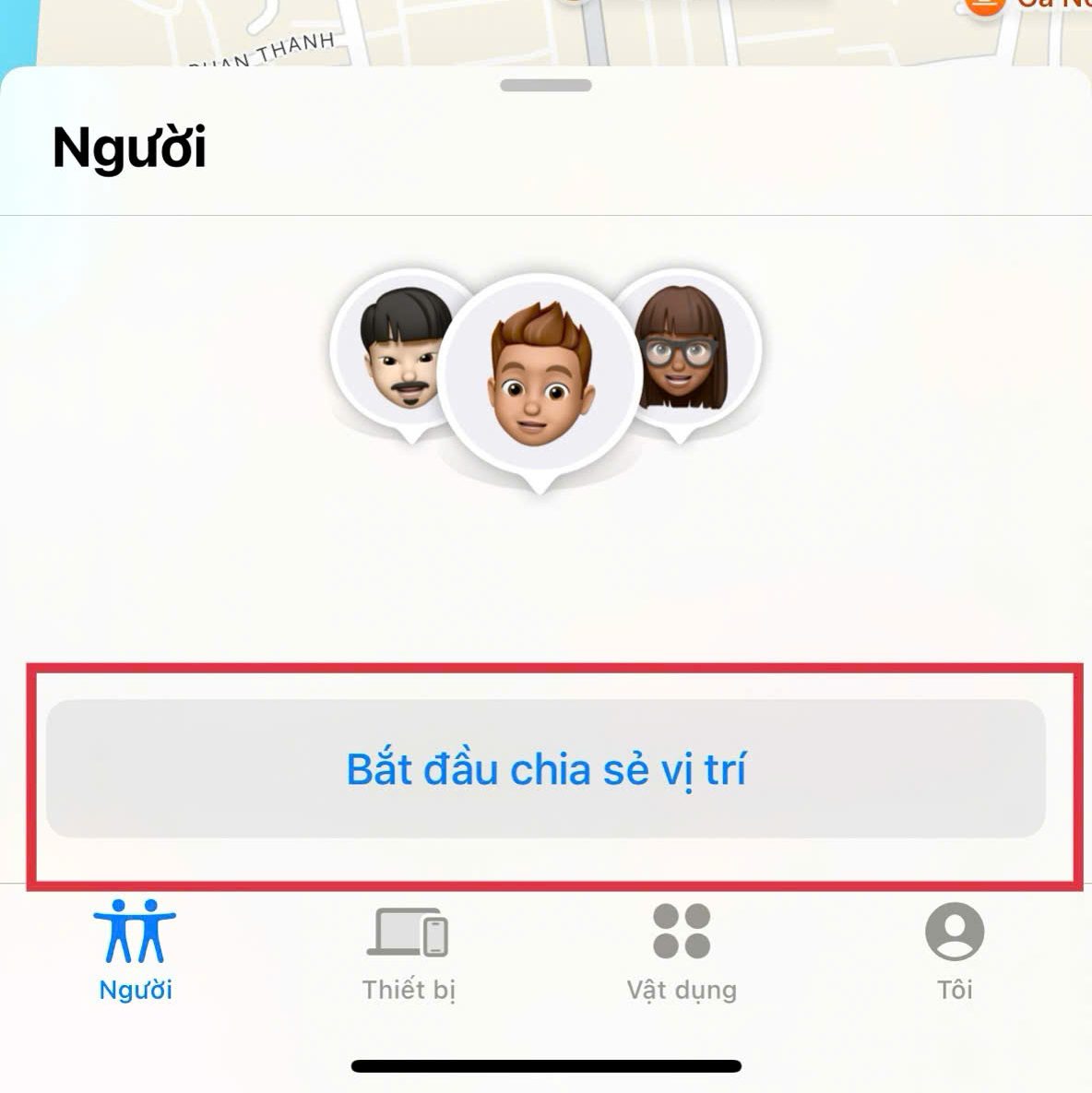 bắt đầu chia sẻ vị trí