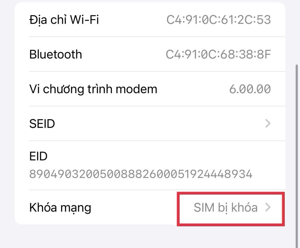 phân biệt iPhone lock trong cài đặt