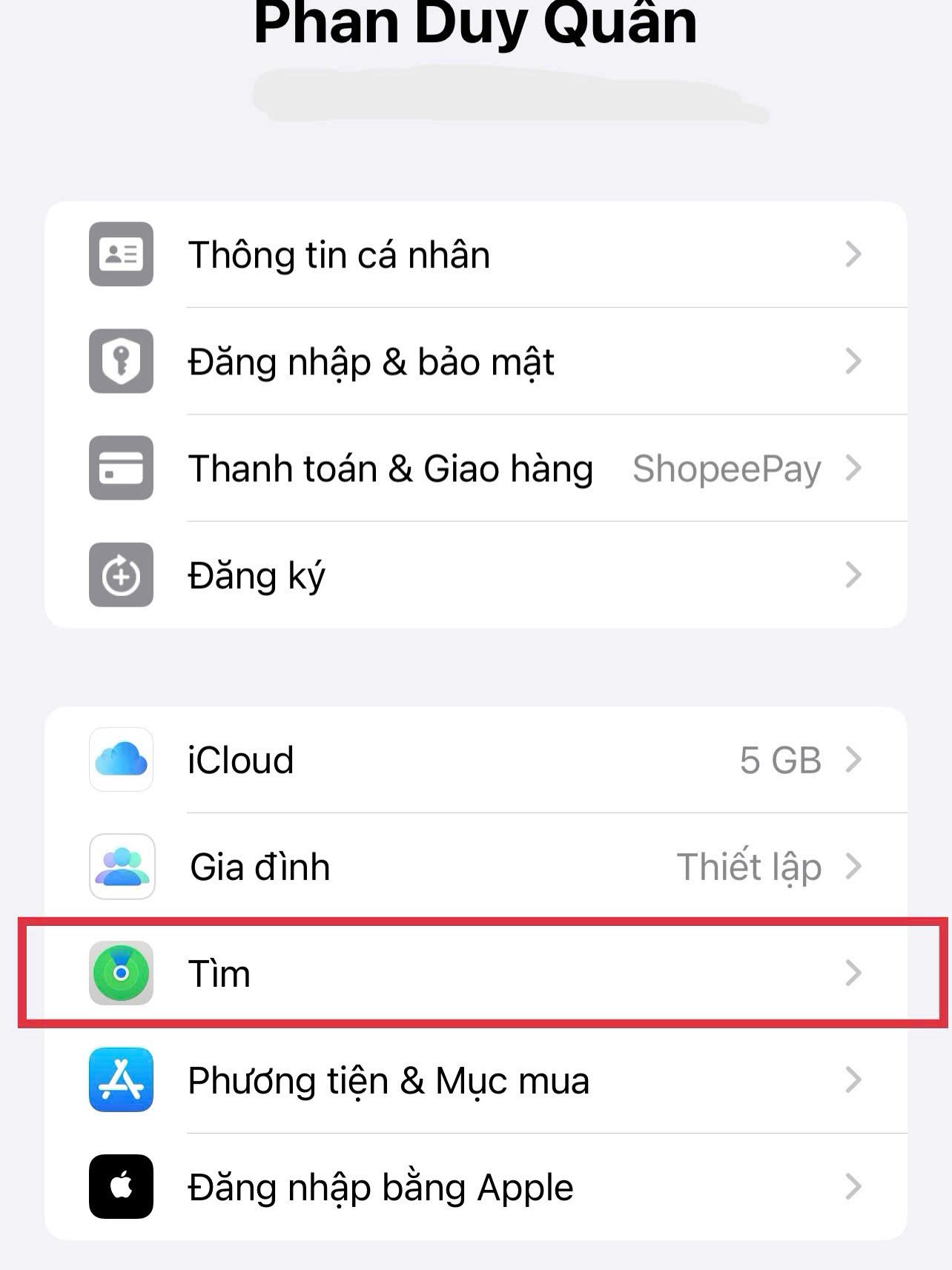 mục tìm iPhone