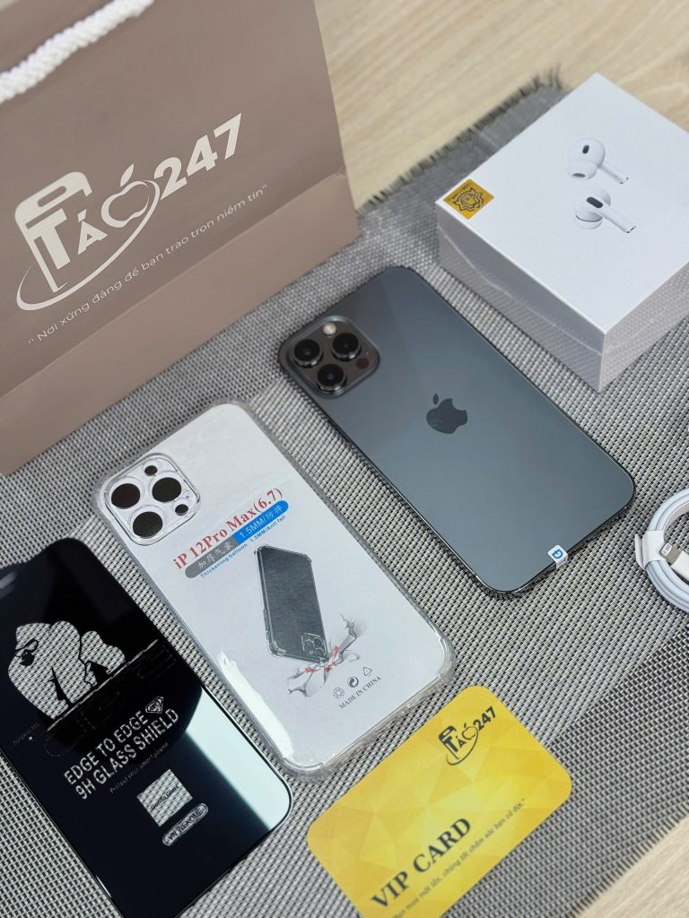 Combo iPhone 12 Pro Max cũ và phụ kiện chính hãng tại Táo 247 Đà Nẵng – Máy zin, fullbox, có VIP Card