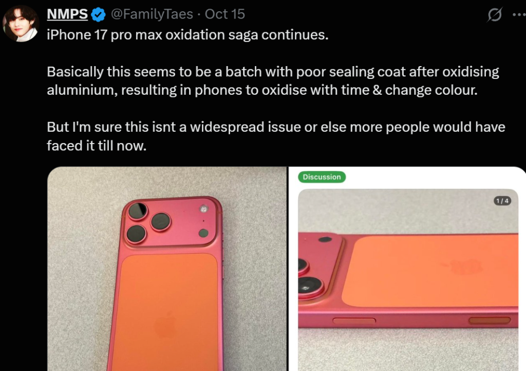 So sánh iPhone 17 Pro Max màu cam mới và bị phai màu – Táo 247 Đà Nẵng