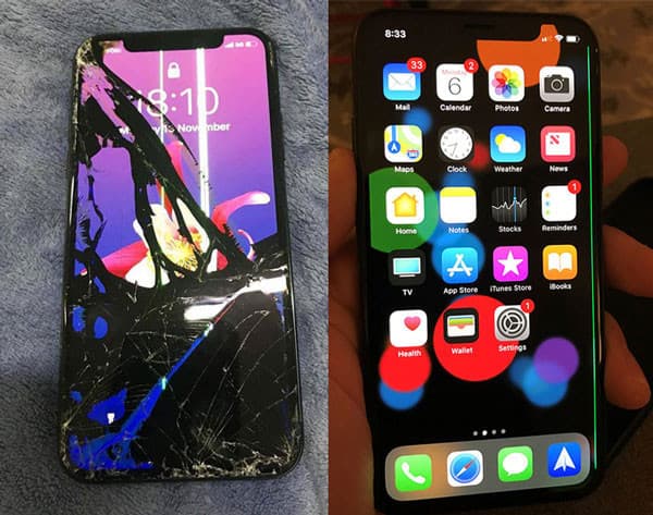 So sánh hiển thị iPhone X trước và sau khi thay màn hình chính hãng