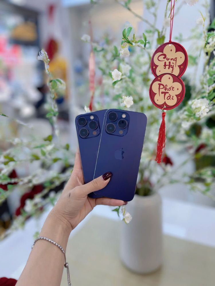 iPhone 14 Pro nổi bật trong không gian trang trí Tết hiện đại