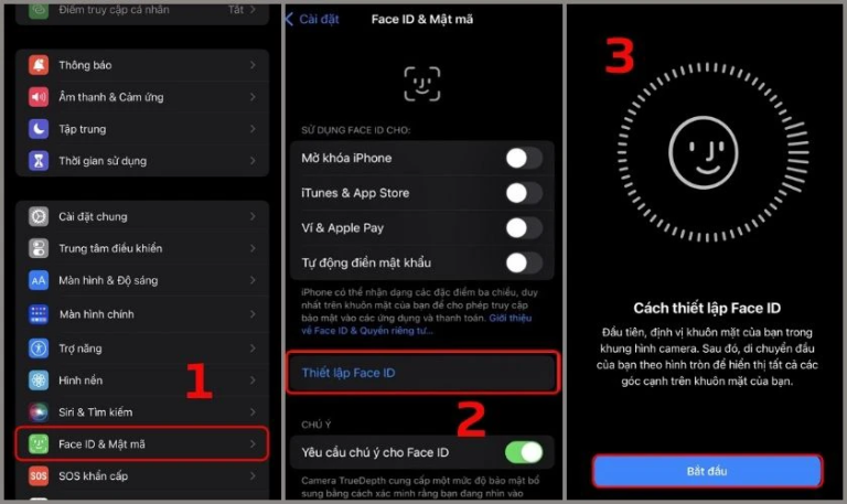 Các bước đặt lại và thiết lập Face ID để kiểm tra iPhone mất Face ID