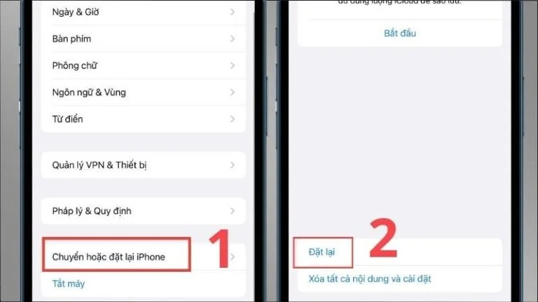 Các bước trong Cài đặt iPhone khi hủy gói iCloud