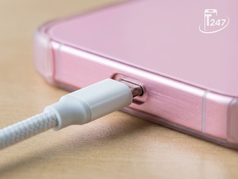 Chi tiết cổng USB-C trên iPhone 15 Plus cũ