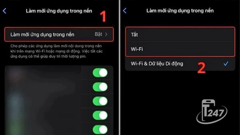 Tắt làm mới ứng dụng nền