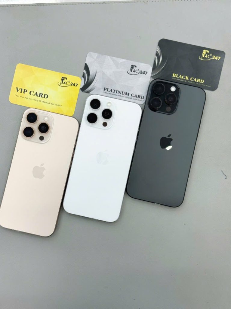 iPhone 16 Pro Max cũ màu Titan Sa Mạc, Titan Trắng và Titan Đen kèm thẻ thành viên tại Táo 247 Đà Nẵng