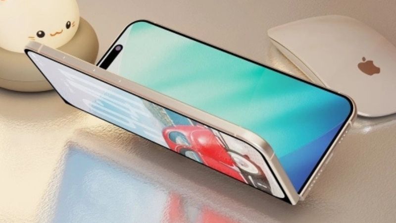 iPhone màn hình gập mở nghiêng hiển thị màn hình trong